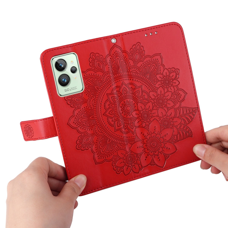 For OPPO Realme GT2 Pro 7-petal Flowers Embossing Pattern Horizontal Flip Leather Case