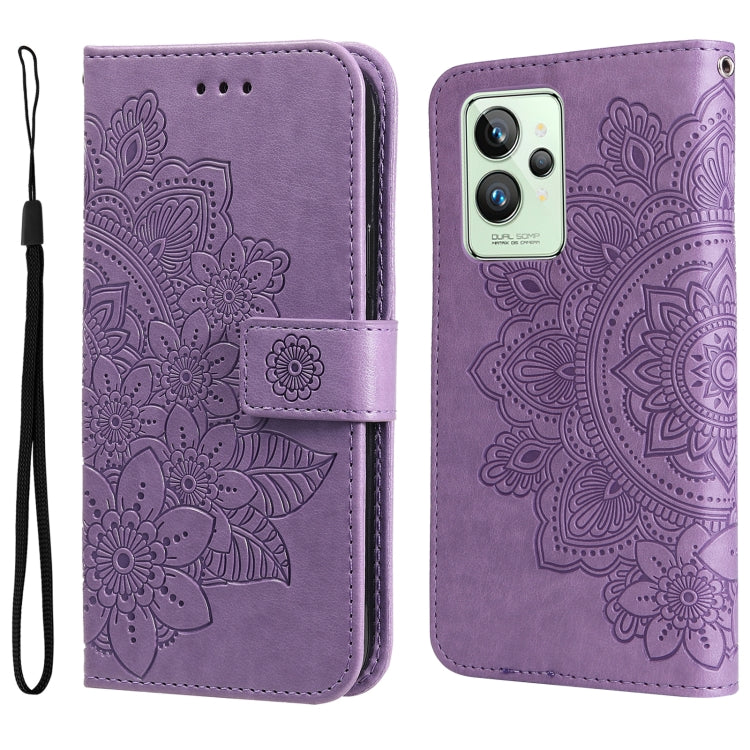 For OPPO Realme GT2 Pro 7-petal Flowers Embossing Pattern Horizontal Flip Leather Case