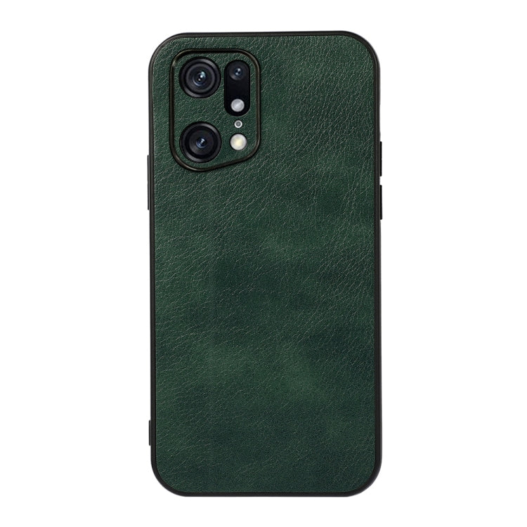 For OPPO Find X5 Accurate Hole Two-color Litchi Texture PU Phone Case