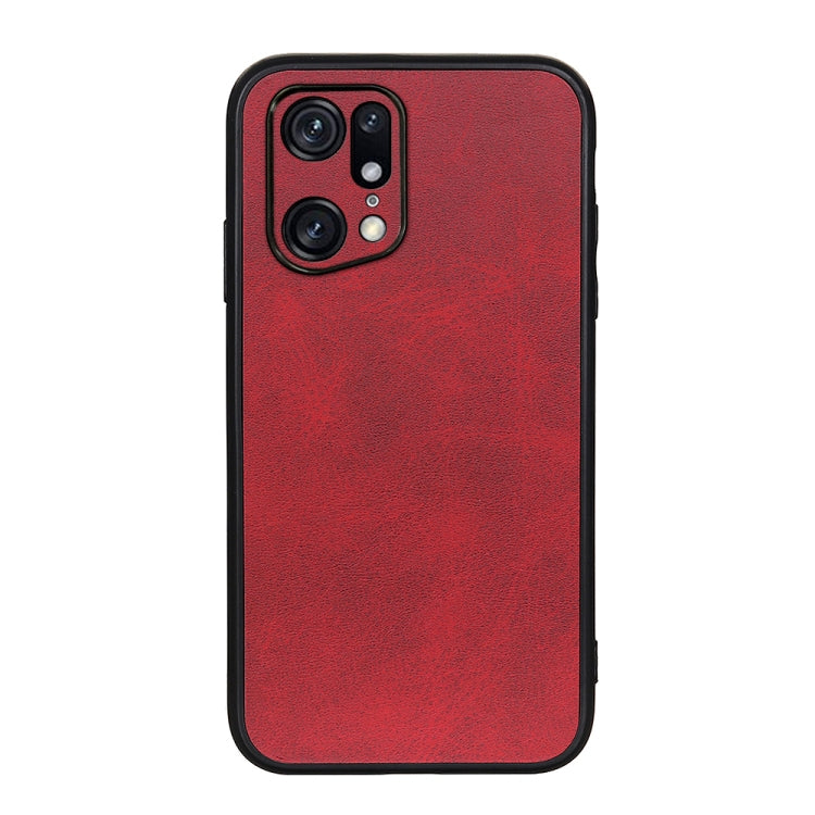 For OPPO Find X5 Accurate Hole Two-color Calf Texture PU Phone Case