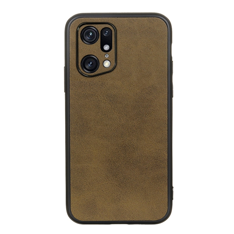 For OPPO Find X5 Accurate Hole Two-color Calf Texture PU Phone Case