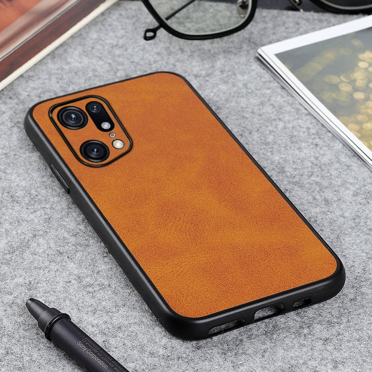 For OPPO Find X5 Accurate Hole Two-color Calf Texture PU Phone Case