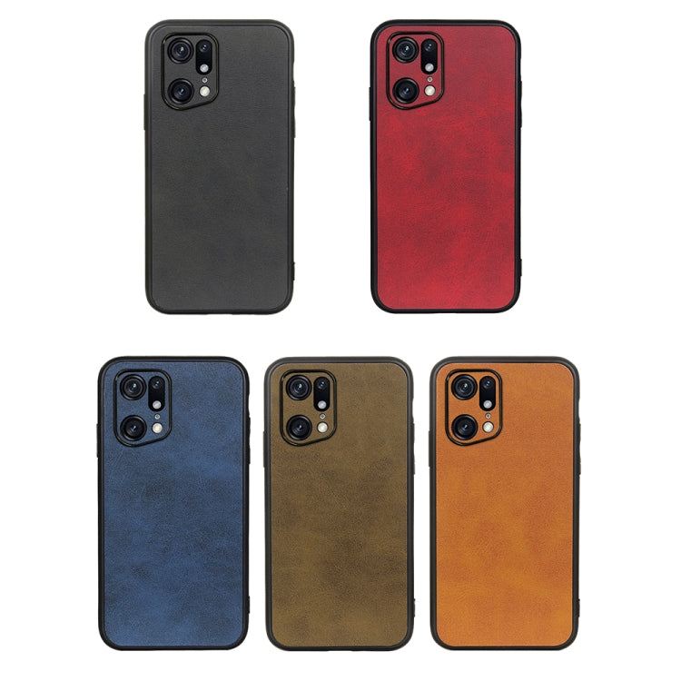 For OPPO Find X5 Accurate Hole Two-color Calf Texture PU Phone Case