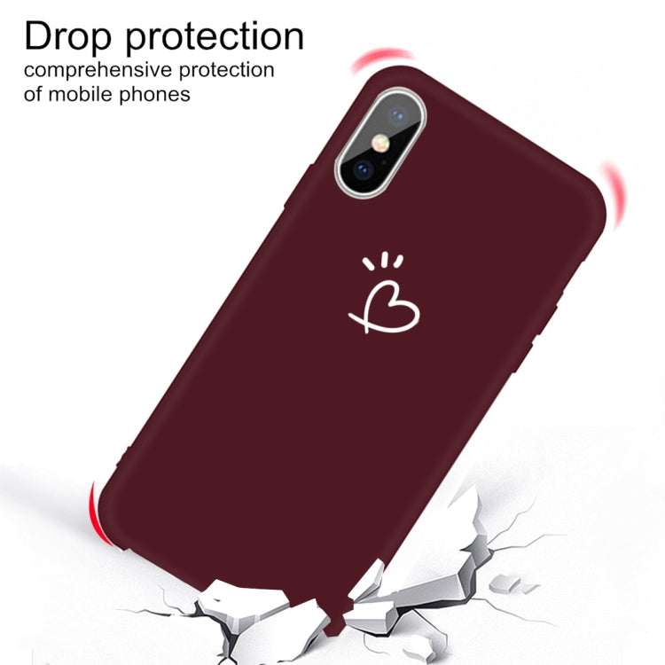 For iPhone X / XS Three Dots Love-heart Pattern Colorful Frosted TPU Phone Protective Case