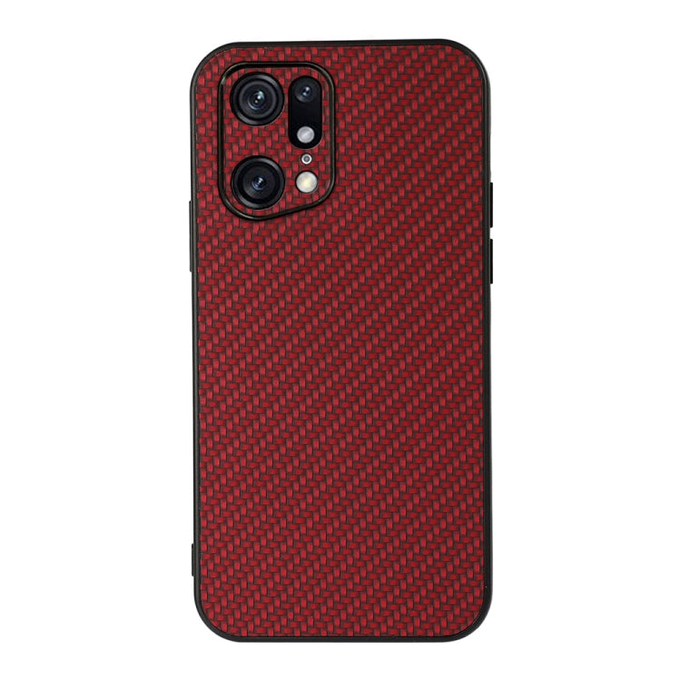 For OPPO Find X5 Accurate Hole Carbon Fiber Texture PU Phone Case