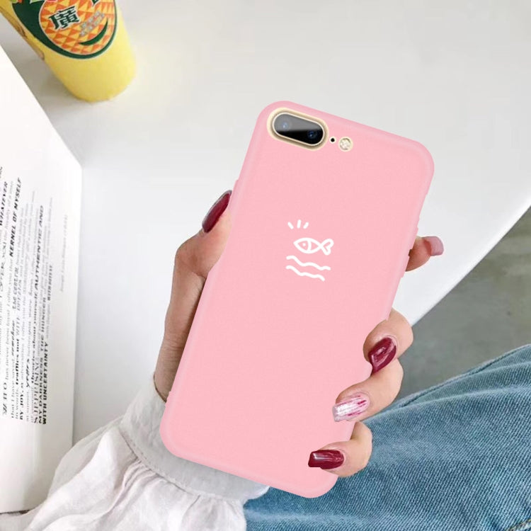 For iPhone 8 Plus / 7 Plus Small Fish Pattern Colorful Frosted TPU Phone Protective Case