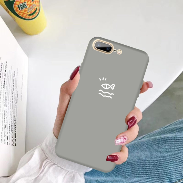 For iPhone 8 Plus / 7 Plus Small Fish Pattern Colorful Frosted TPU Phone Protective Case