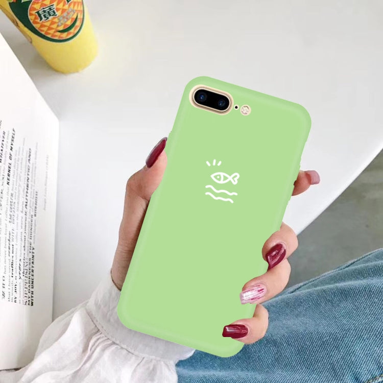 For iPhone 8 Plus / 7 Plus Small Fish Pattern Colorful Frosted TPU Phone Protective Case
