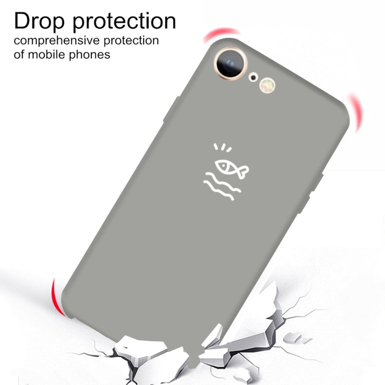 For iPhone SE 2022 / SE 2020 / 8 / 7 Small Fish Pattern Colorful Frosted TPU Phone Protective Case