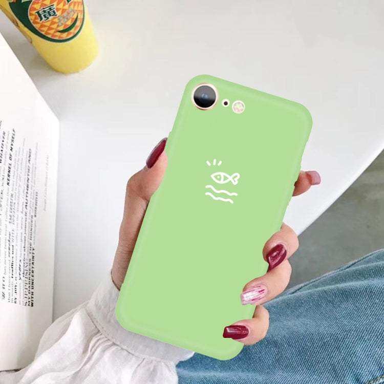 For iPhone SE 2022 / SE 2020 / 8 / 7 Small Fish Pattern Colorful Frosted TPU Phone Protective Case
