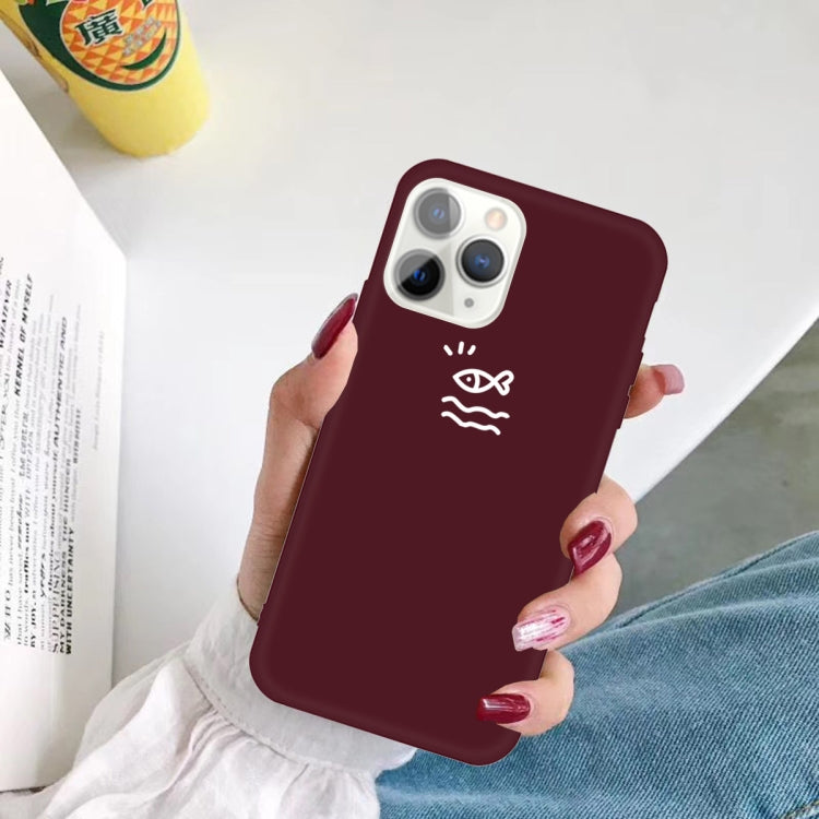 For iPhone 11 Pro Max Small Fish Pattern Colorful Frosted TPU Phone Protective Case