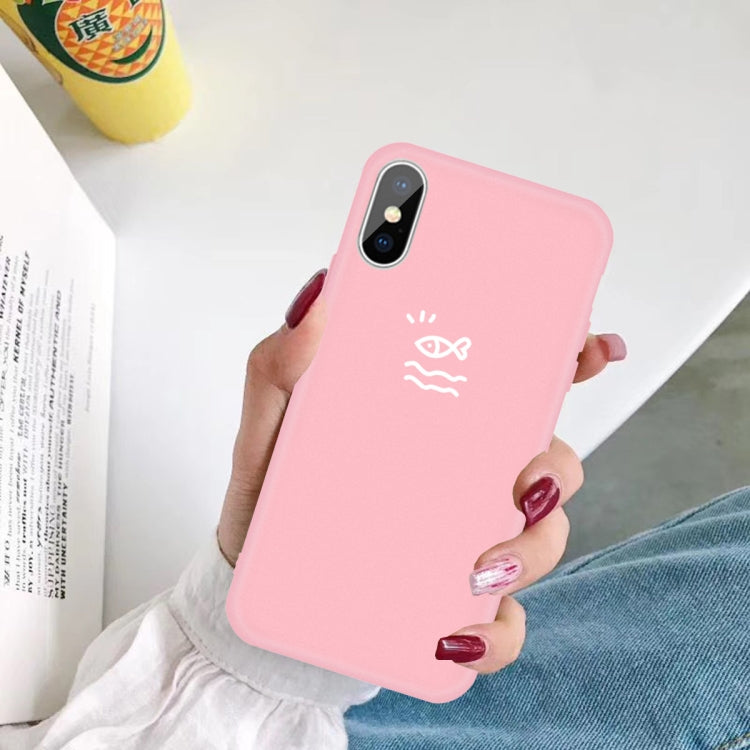 For iPhone XS Max Small Fish Pattern Colorful Frosted TPU Phone Protective Case