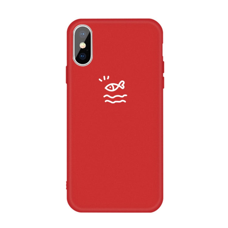 For iPhone XS Max Small Fish Pattern Colorful Frosted TPU Phone Protective Case