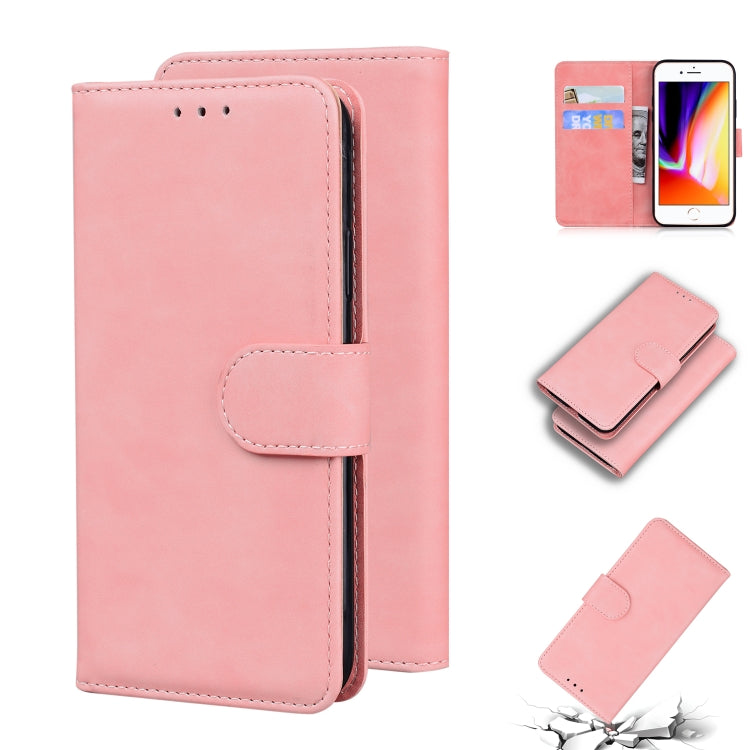 Skin Feel Pure Color Flip Leather Phone Case For iPhone 8 Plus / 7 Plus