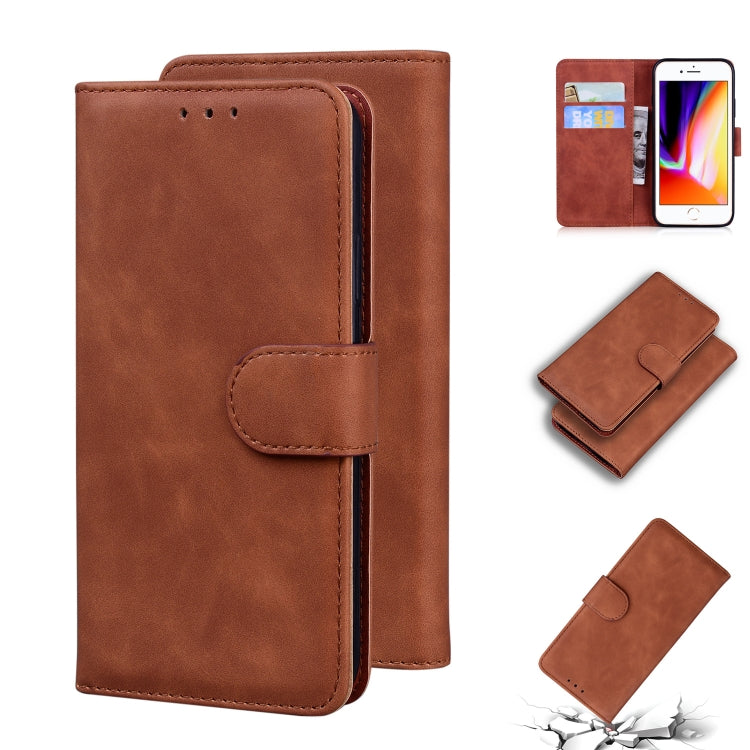 Skin Feel Pure Color Flip Leather Phone Case For iPhone 8 Plus / 7 Plus