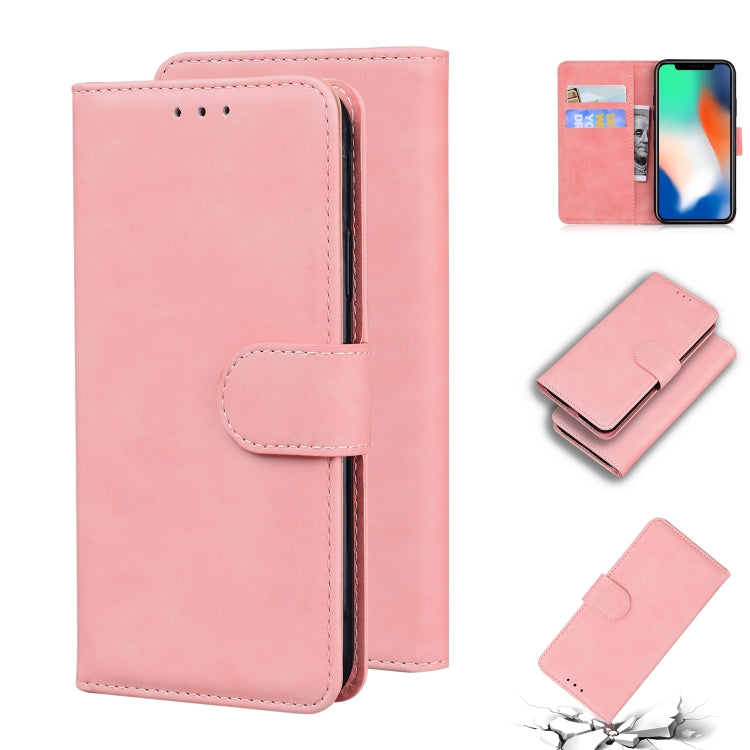 For iPhone X / XS Skin Feel Pure Color Flip Leather Phone Case