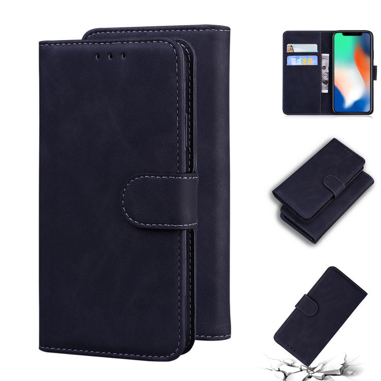For iPhone X / XS Skin Feel Pure Color Flip Leather Phone Case