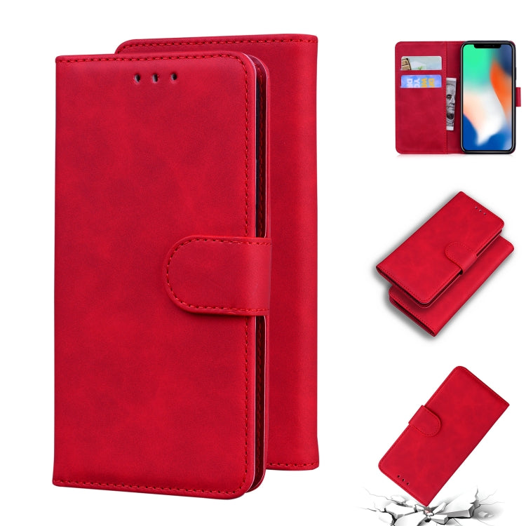For iPhone X / XS Skin Feel Pure Color Flip Leather Phone Case