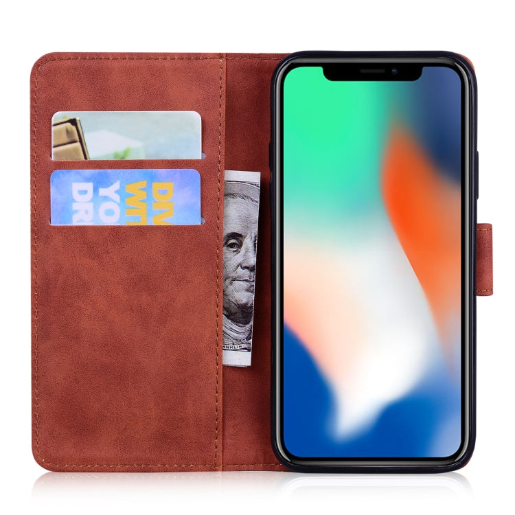 For iPhone X / XS Skin Feel Pure Color Flip Leather Phone Case