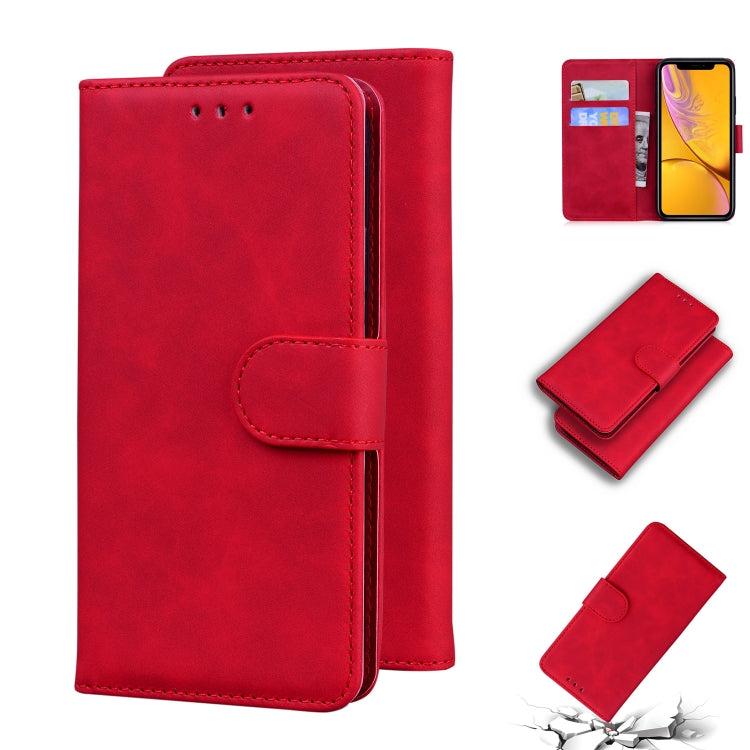 For iPhone XR Skin Feel Pure Color Flip Leather Phone Case
