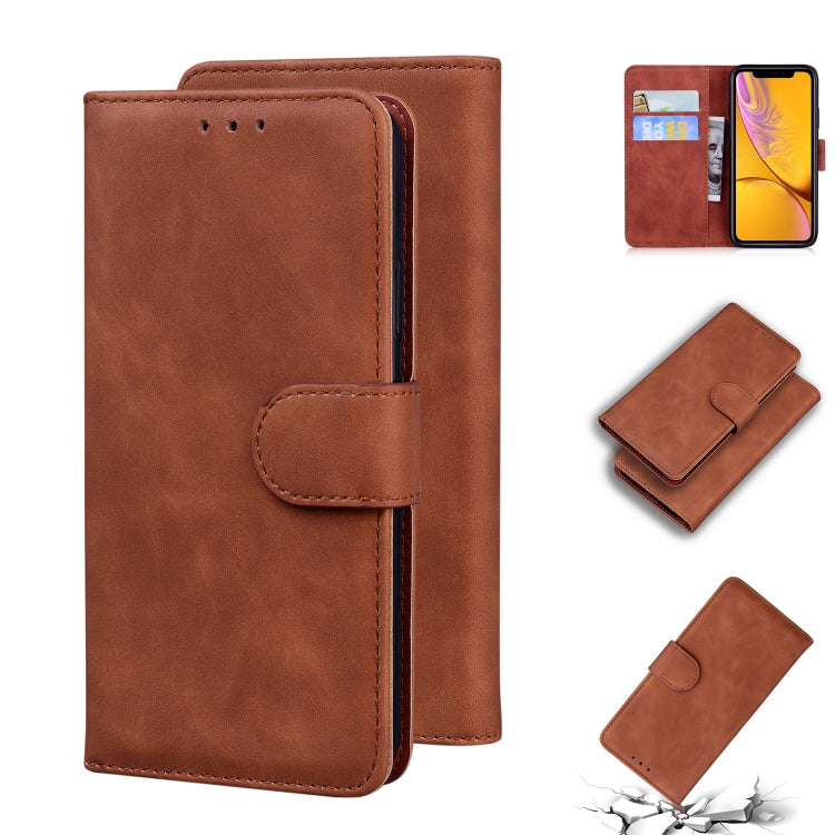 For iPhone XR Skin Feel Pure Color Flip Leather Phone Case