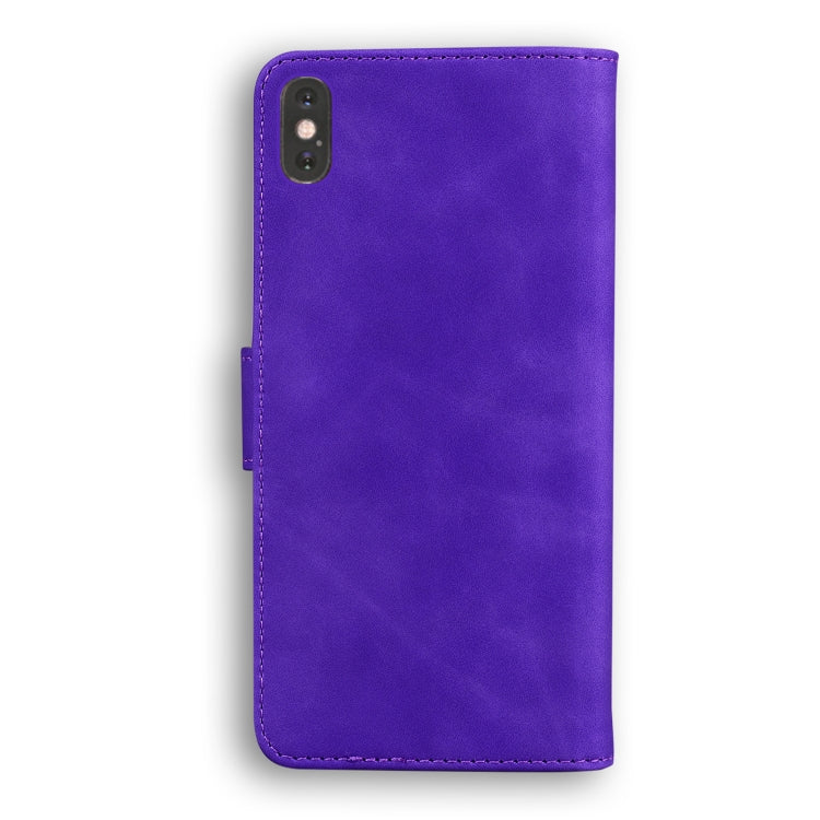 For iPhone XS Max Skin Feel Pure Color Flip Leather Phone Case