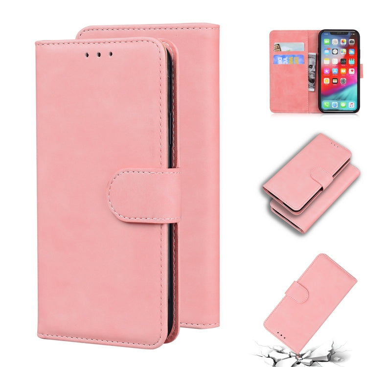 For iPhone XS Max Skin Feel Pure Color Flip Leather Phone Case