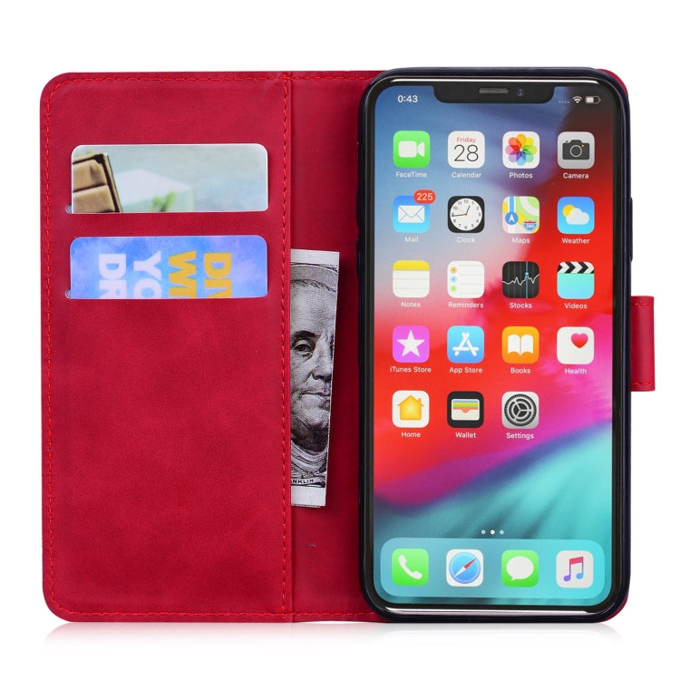 For iPhone XS Max Skin Feel Pure Color Flip Leather Phone Case
