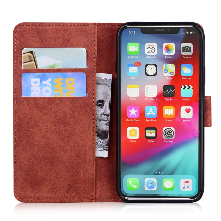 For iPhone XS Max Skin Feel Pure Color Flip Leather Phone Case