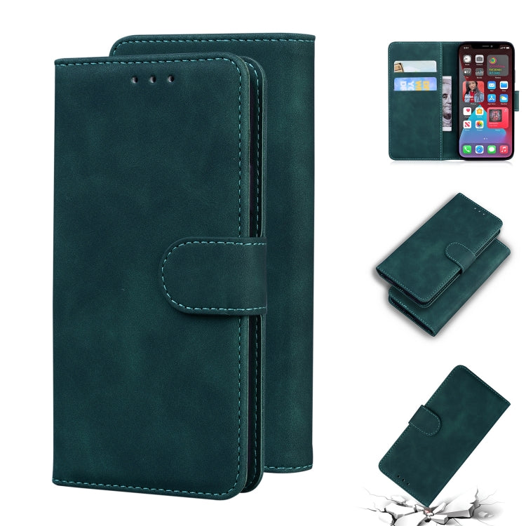 For iPhone 12 Pro Skin Feel Pure Color Flip Leather Phone Case