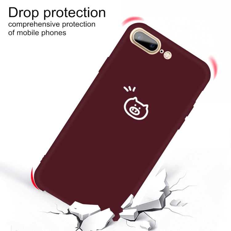 For iPhone 8 Plus / 7 Plus Small Pig Pattern Colorful Frosted TPU Phone Protective Case
