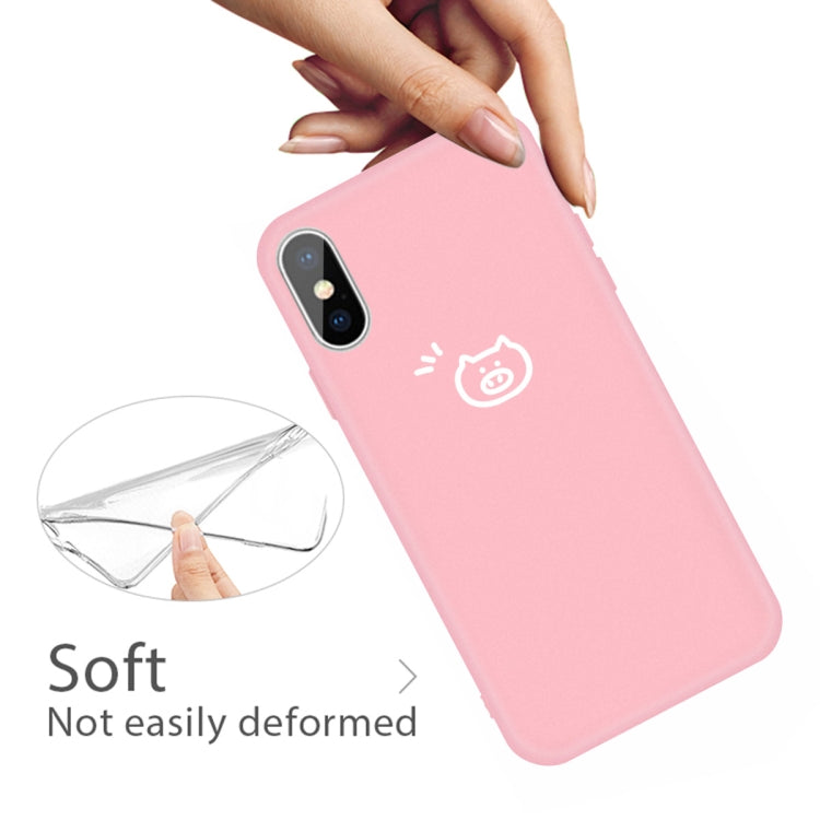 For iPhone X / XS Small Pig Pattern Colorful Frosted TPU Phone Protective Case