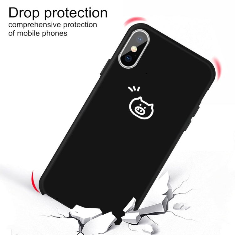 For iPhone X / XS Small Pig Pattern Colorful Frosted TPU Phone Protective Case