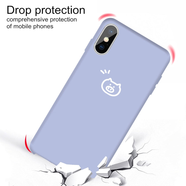 For iPhone X / XS Small Pig Pattern Colorful Frosted TPU Phone Protective Case