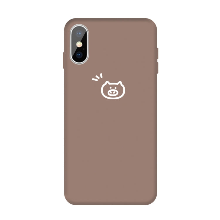 For iPhone XS Max Small Pig Pattern Colorful Frosted TPU Phone Protective Case