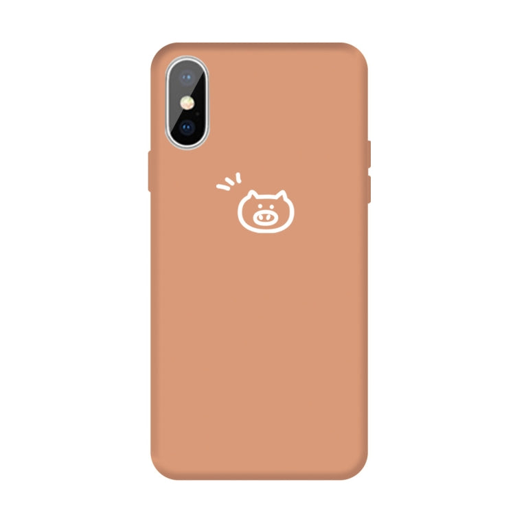For iPhone XS Max Small Pig Pattern Colorful Frosted TPU Phone Protective Case