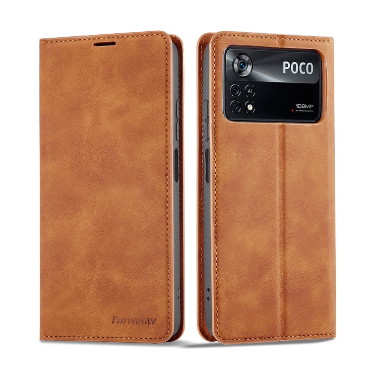 For Xiaomi Poco X4 Pro 5G Forwenw Dream Series Oil Edge Strong Magnetism Leather Phone Case