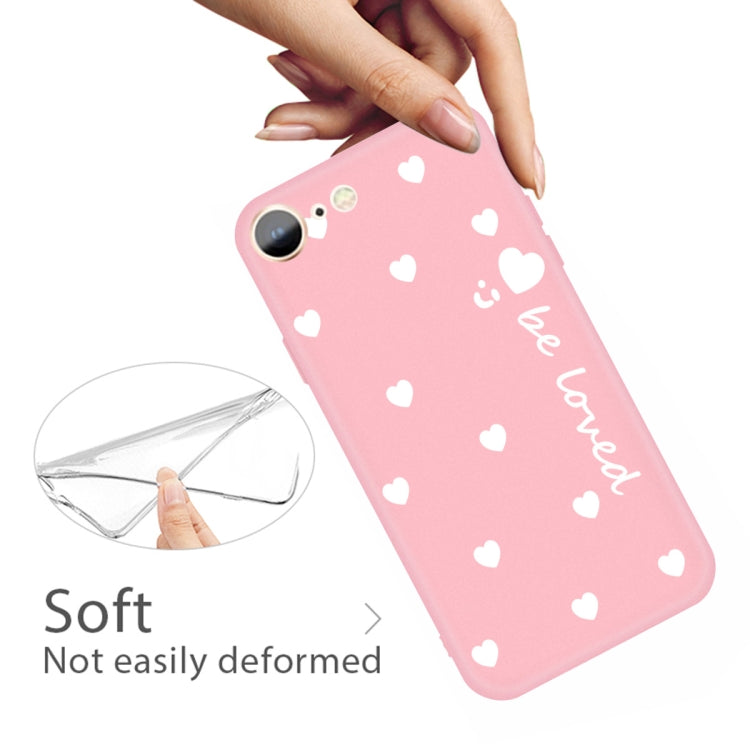 For iPhone SE 2022 / SE 2020 / 8 / 7 Smiling Face Multiple Love-hearts Pattern Colorful Frosted TPU Phone Protective Case