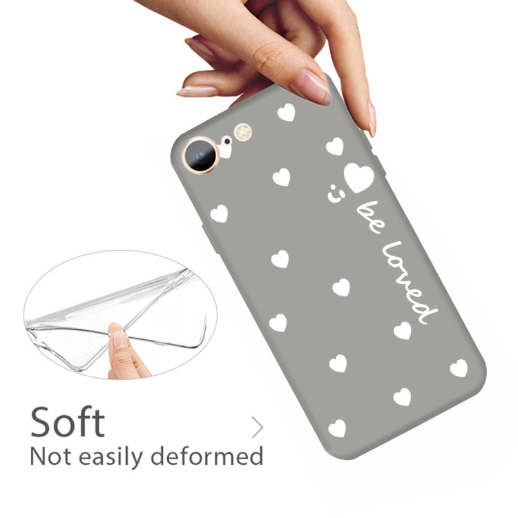 For iPhone SE 2022 / SE 2020 / 8 / 7 Smiling Face Multiple Love-hearts Pattern Colorful Frosted TPU Phone Protective Case
