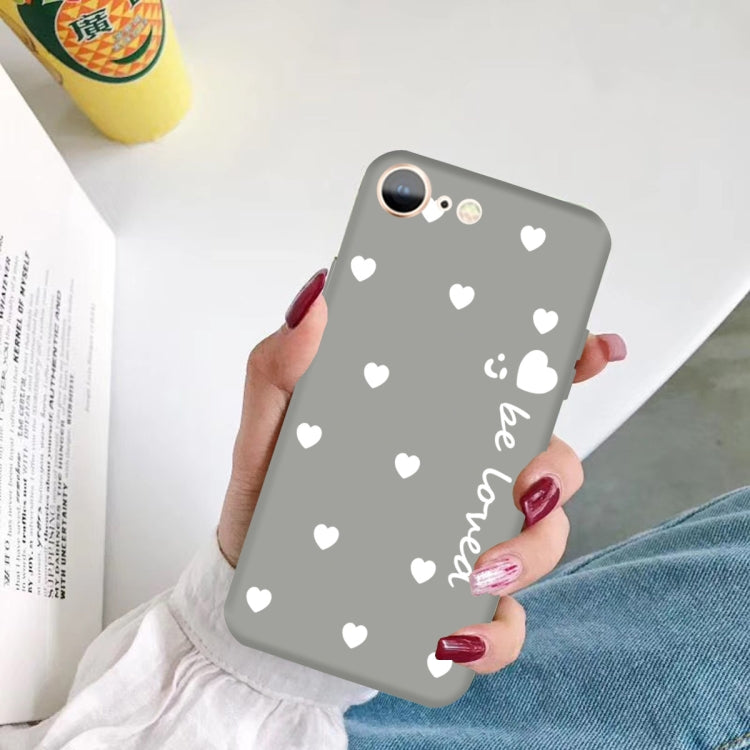 For iPhone SE 2022 / SE 2020 / 8 / 7 Smiling Face Multiple Love-hearts Pattern Colorful Frosted TPU Phone Protective Case