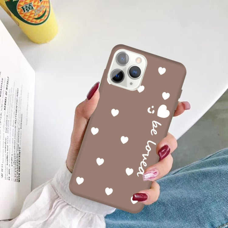 For iPhone 11 Pro Smiling Face Multiple Love-hearts Pattern Colorful Frosted TPU Phone Protective Case