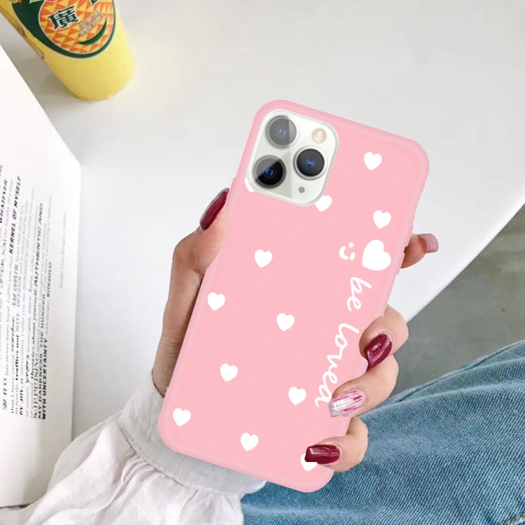 For iPhone 11 Pro Max Smiling Face Multiple Love-hearts Pattern Colorful Frosted TPU Phone Protective Case