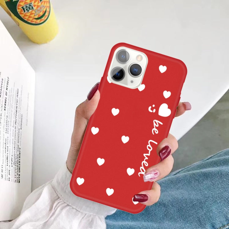 For iPhone 11 Pro Max Smiling Face Multiple Love-hearts Pattern Colorful Frosted TPU Phone Protective Case
