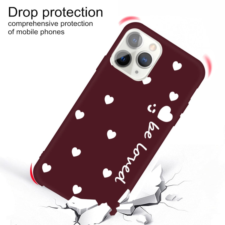 For iPhone 11 Pro Max Smiling Face Multiple Love-hearts Pattern Colorful Frosted TPU Phone Protective Case