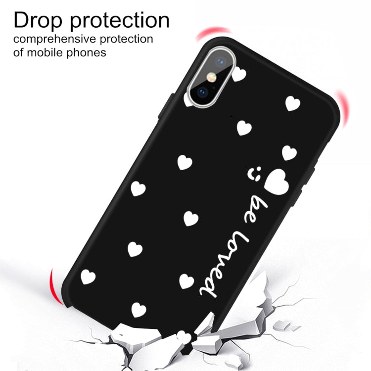 For iPhone X / XS Smiling Face Multiple Love-hearts Pattern Colorful Frosted TPU Phone Protective Case