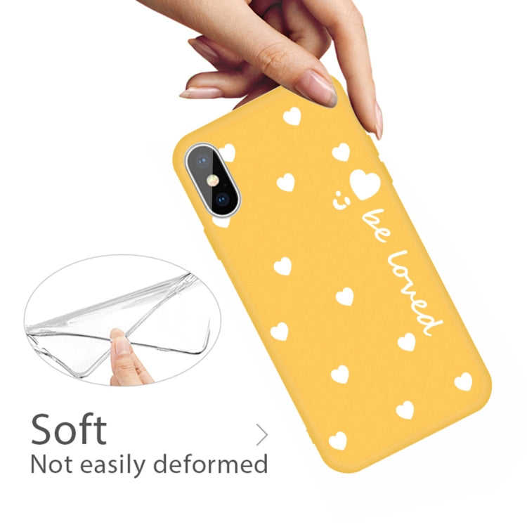 For iPhone X / XS Smiling Face Multiple Love-hearts Pattern Colorful Frosted TPU Phone Protective Case