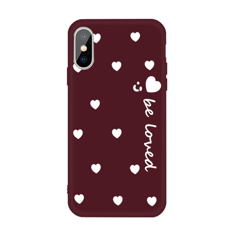 For iPhone X / XS Smiling Face Multiple Love-hearts Pattern Colorful Frosted TPU Phone Protective Case