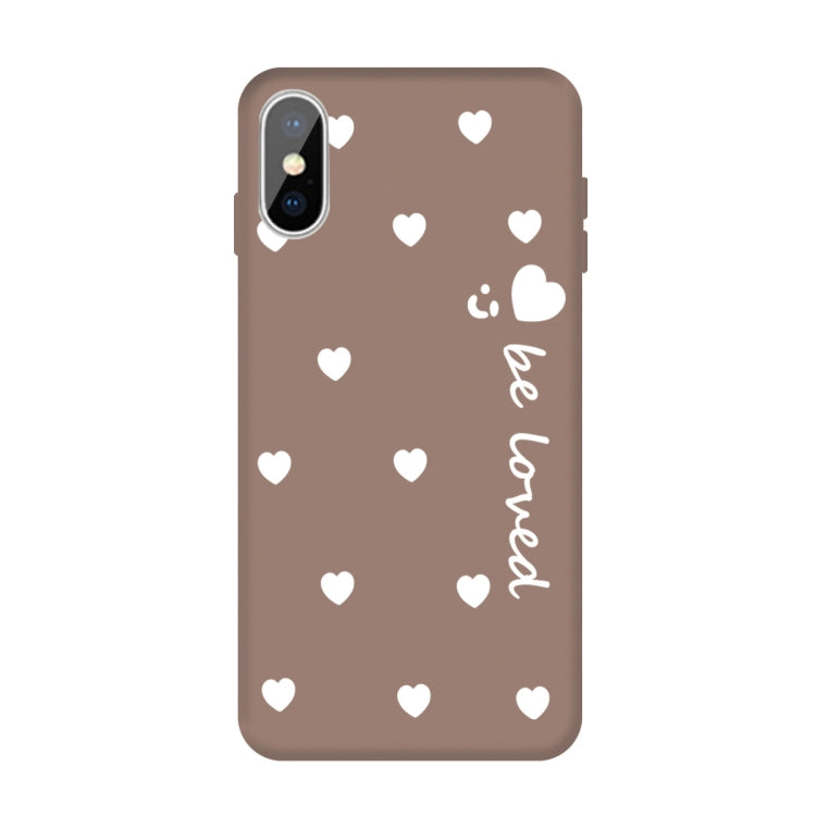 For iPhone X / XS Smiling Face Multiple Love-hearts Pattern Colorful Frosted TPU Phone Protective Case