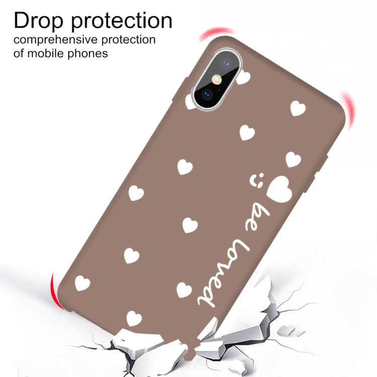 For iPhone X / XS Smiling Face Multiple Love-hearts Pattern Colorful Frosted TPU Phone Protective Case