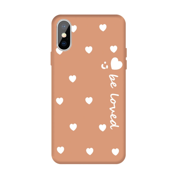 For iPhone X / XS Smiling Face Multiple Love-hearts Pattern Colorful Frosted TPU Phone Protective Case